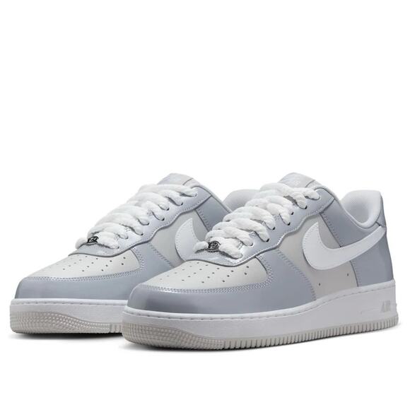 NEW Nike Air Force 1 '07 LV8 Wolf Grey Patent Leather HV9405-001 Men’s Sz Multi